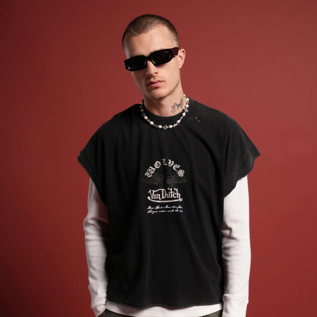 DSVD Wolf NFGU Distressed Black Tank Tee