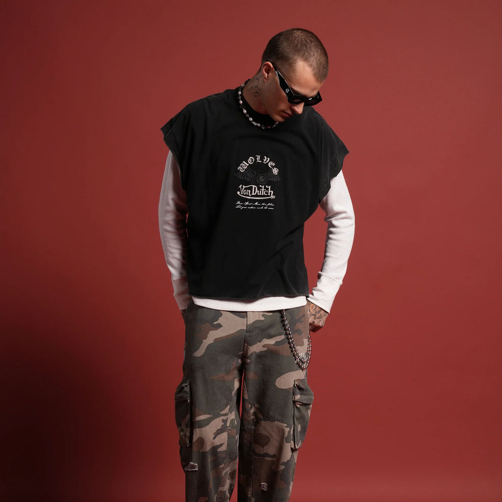 DSVD Wolf NFGU Distressed Black Tank Tee