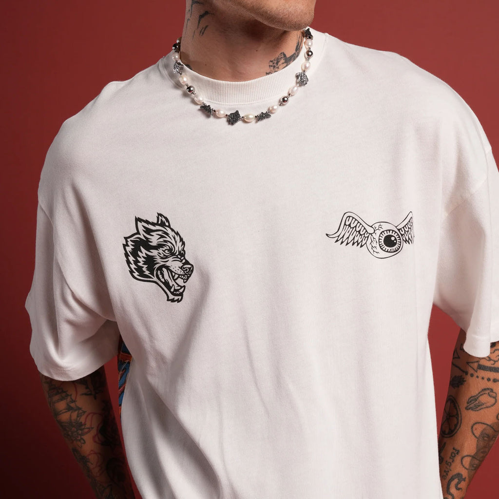 DSVD Wolf Kulture Klash Premium Oversized White Tee