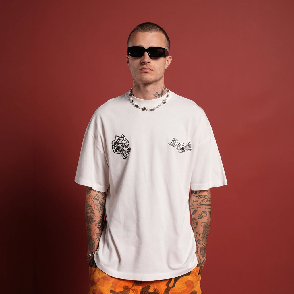 DSVD Wolf Kulture Klash Premium Oversized White Tee