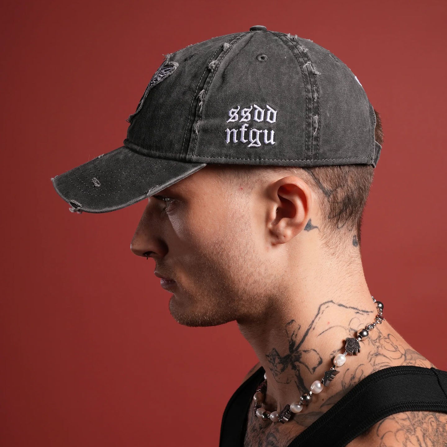 DSVD Cherub Eye Ball Distressed Black Dad Cap