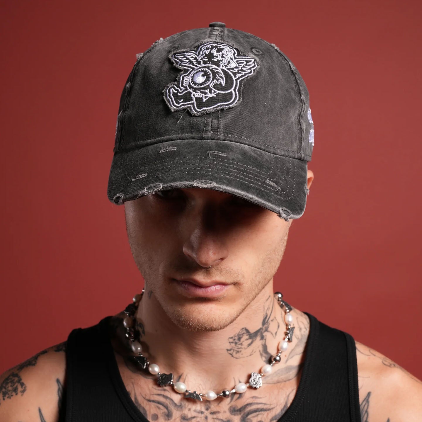 DSVD Cherub Eye Ball Distressed Black Dad Cap