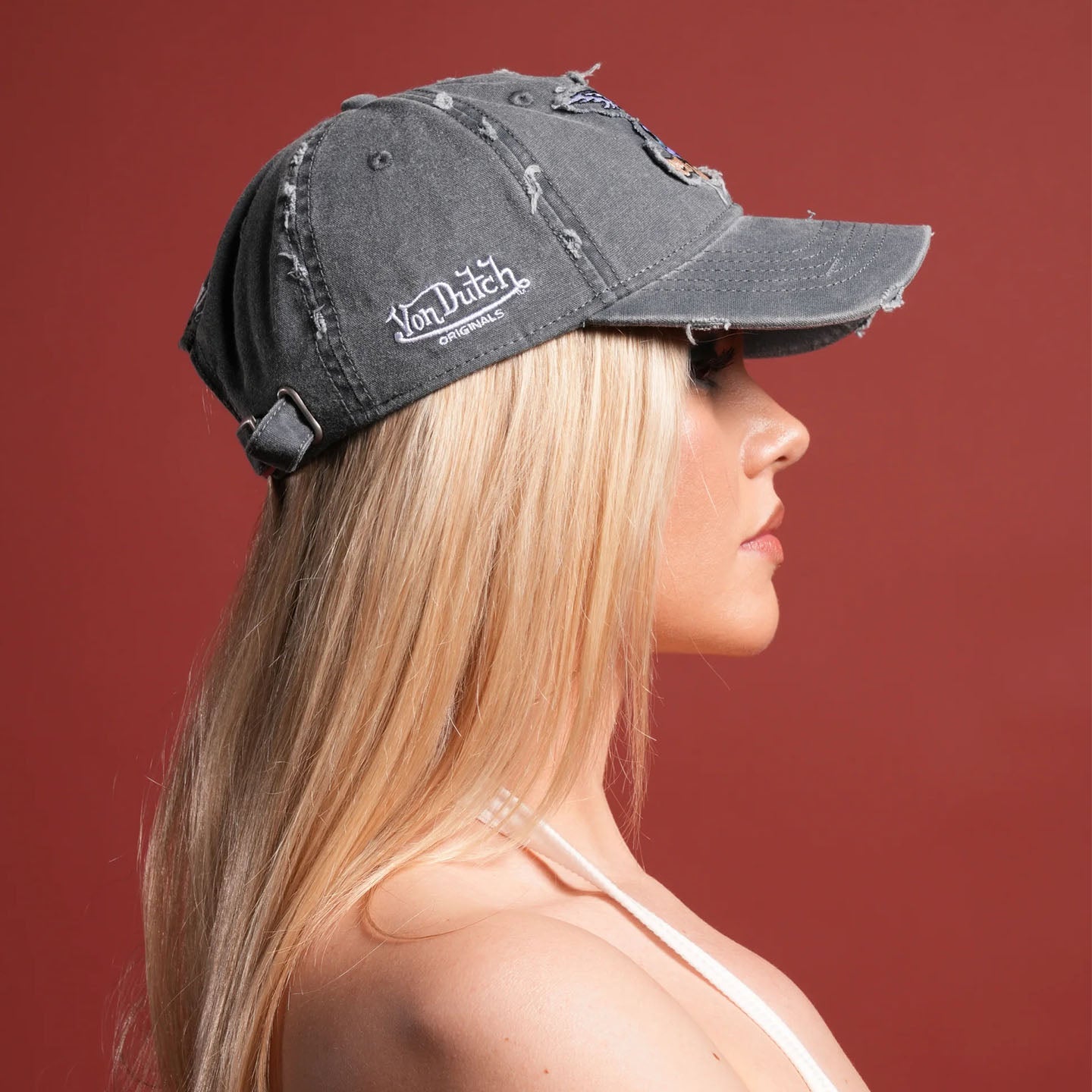 DSVD Cherub Eye Ball Distressed Black Acid Wash Dad Cap