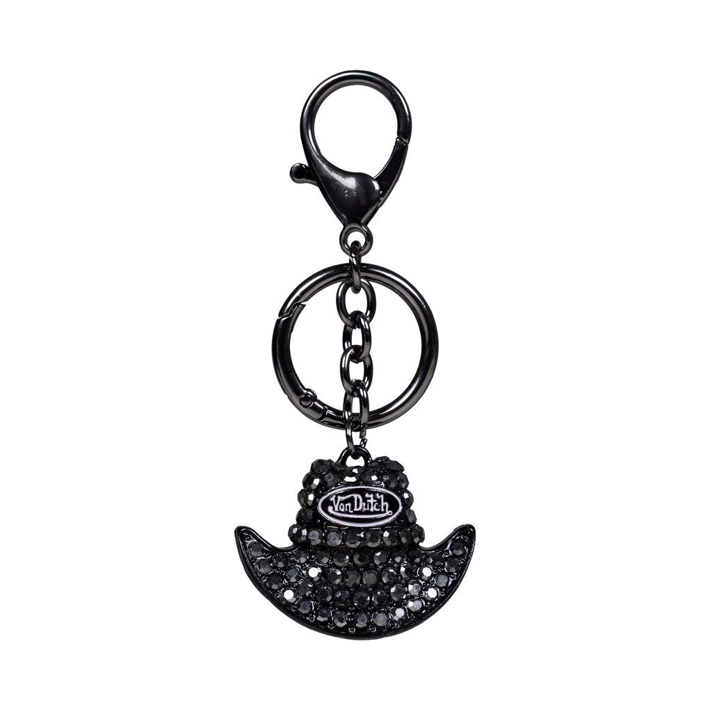3D Rhinestone Cowboy Hat Charm Black Silver
