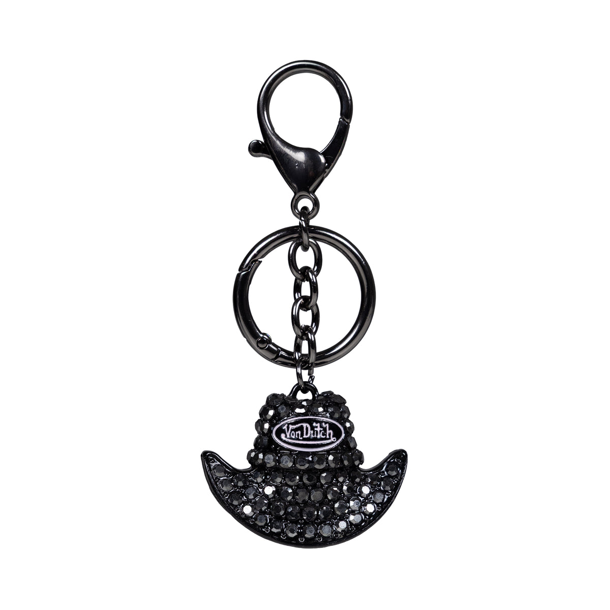 3D Rhinestone Cowboy Hat Charm Black Silver