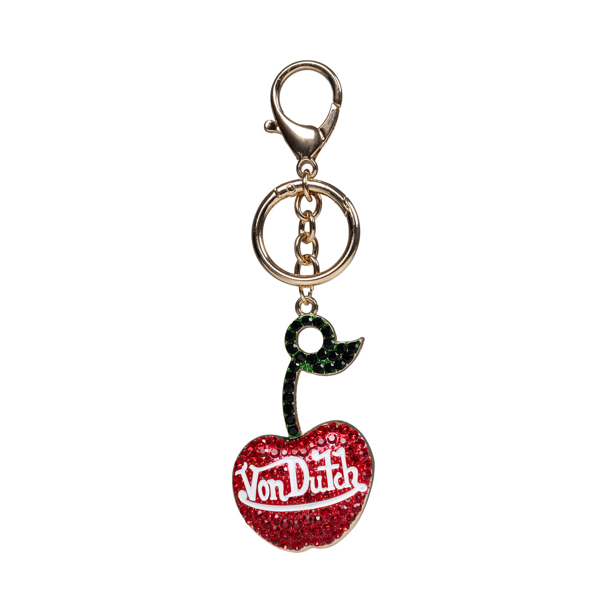 3D Rhinestone Cherry Charm Red