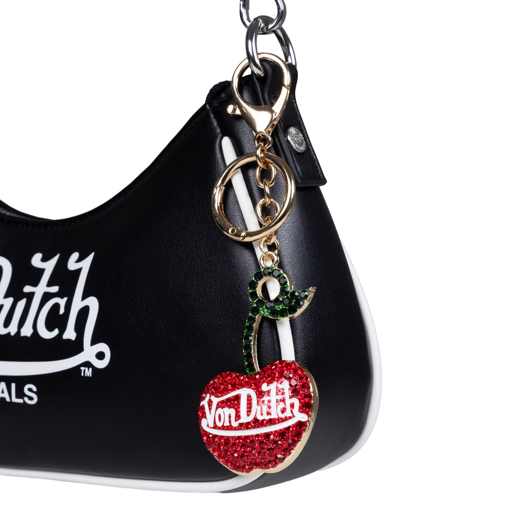 3D Rhinestone Cherry Charm Red