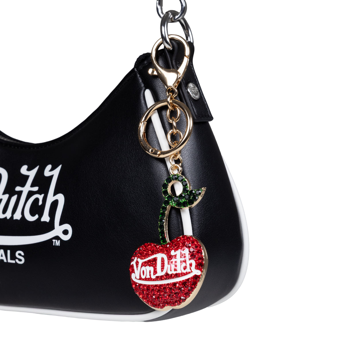 3D Rhinestone Cherry Charm Red