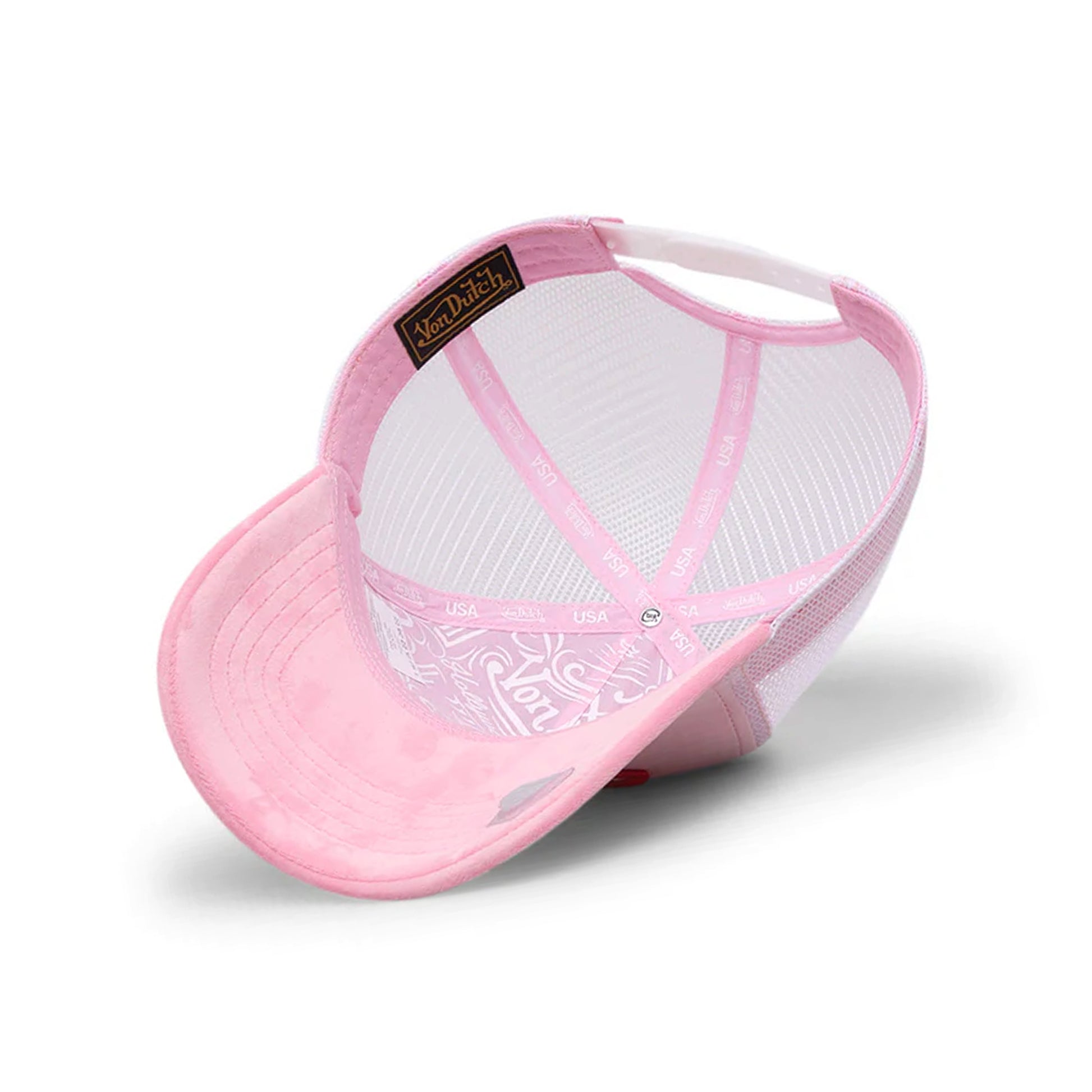 Unisex Pink Velvet Patch Trucker Hat