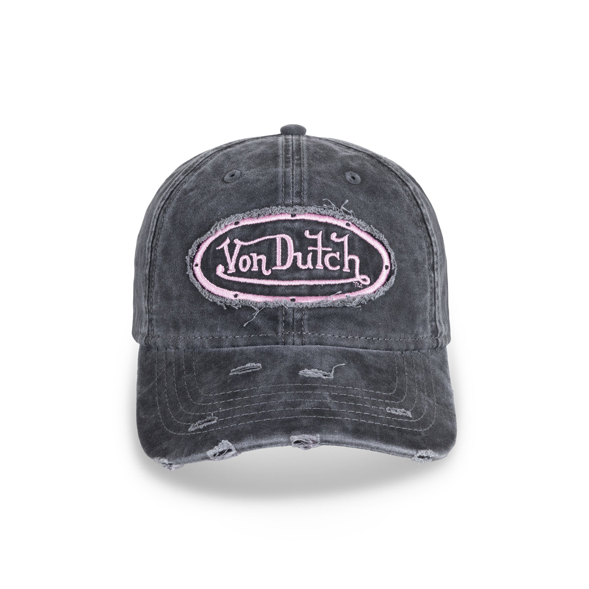 Distressed Dad Cap Washed Black Pink