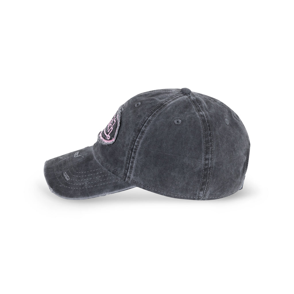 Distressed Dad Cap Washed Black Pink