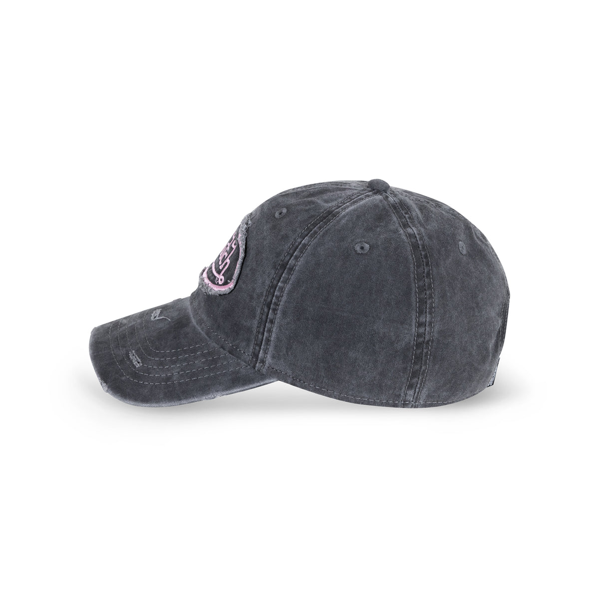 Distressed Dad Cap Washed Black Pink