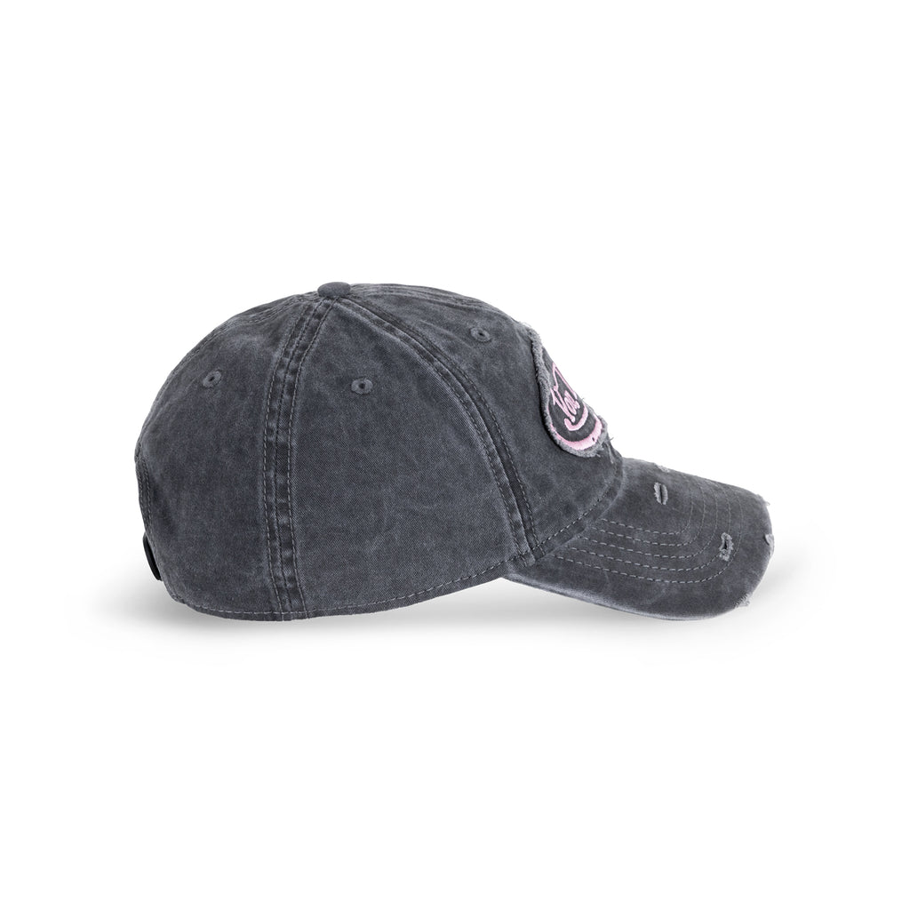 Distressed Dad Cap Washed Black Pink