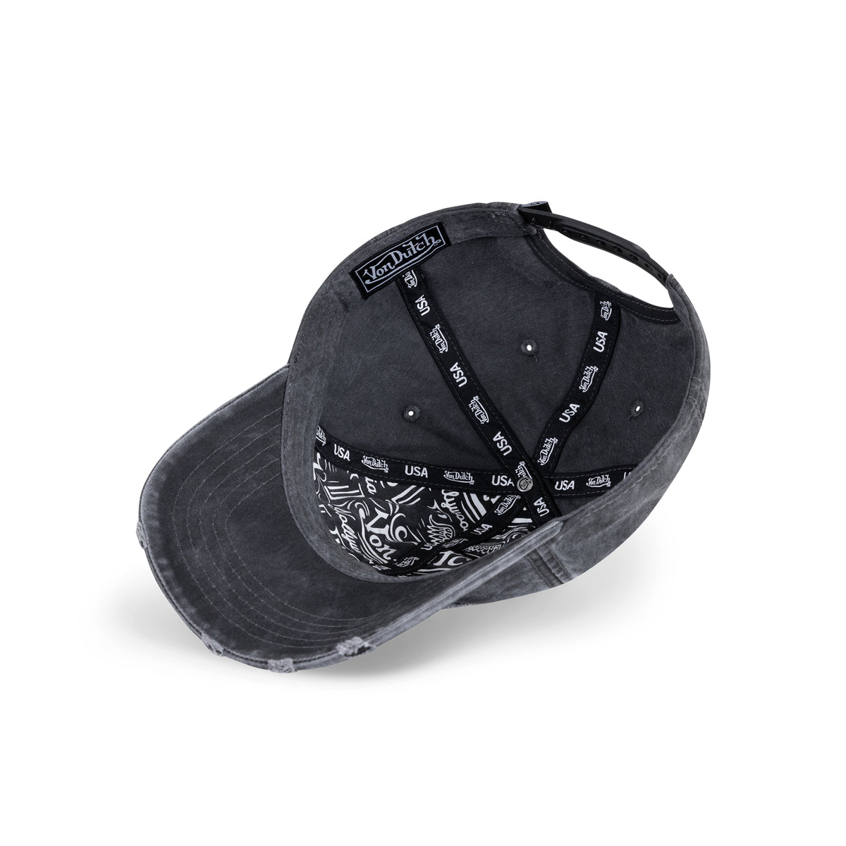 Distressed Dad Cap Washed Black Pink