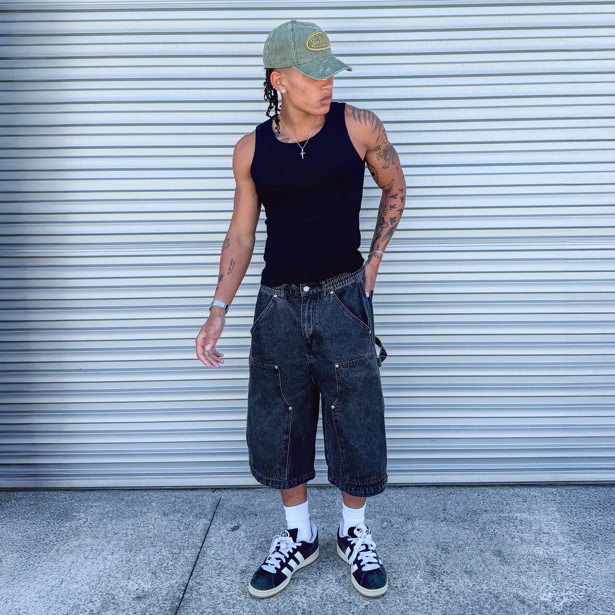Distressed Dad Cap Olive Mustard