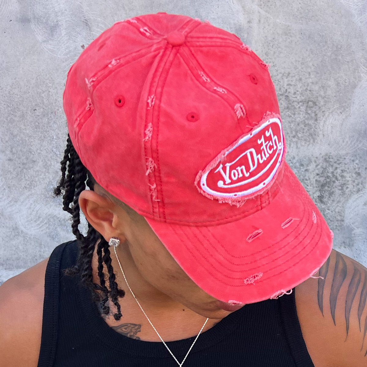 Distressed Dad Cap Washed Red