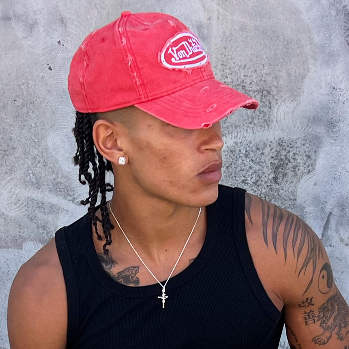 Distressed Dad Cap Washed Red