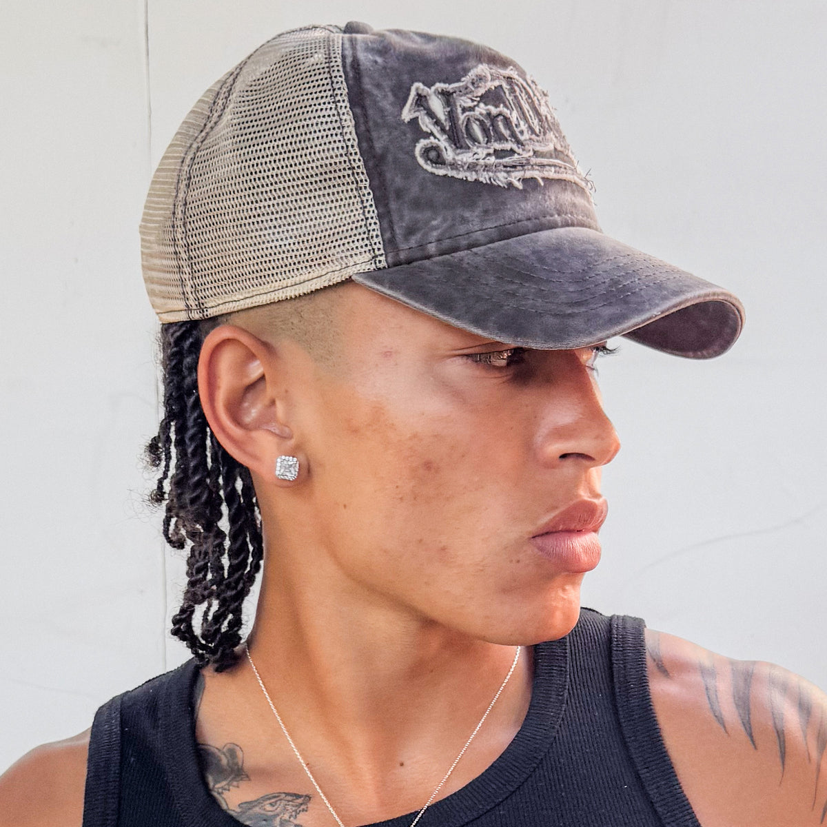 Unisex Trucker Hat Washed Twill Brown Khaki