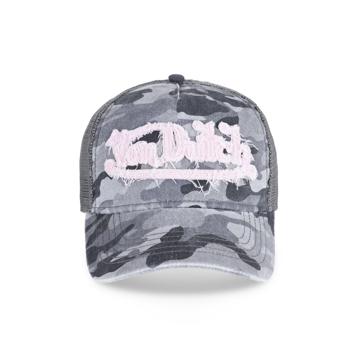 Unisex Trucker Hat Washed Twill Camo Pink