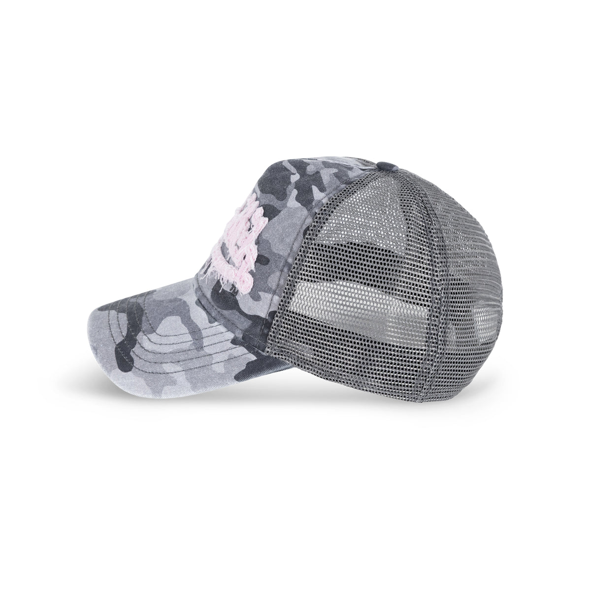 Unisex Trucker Hat Washed Twill Camo Pink