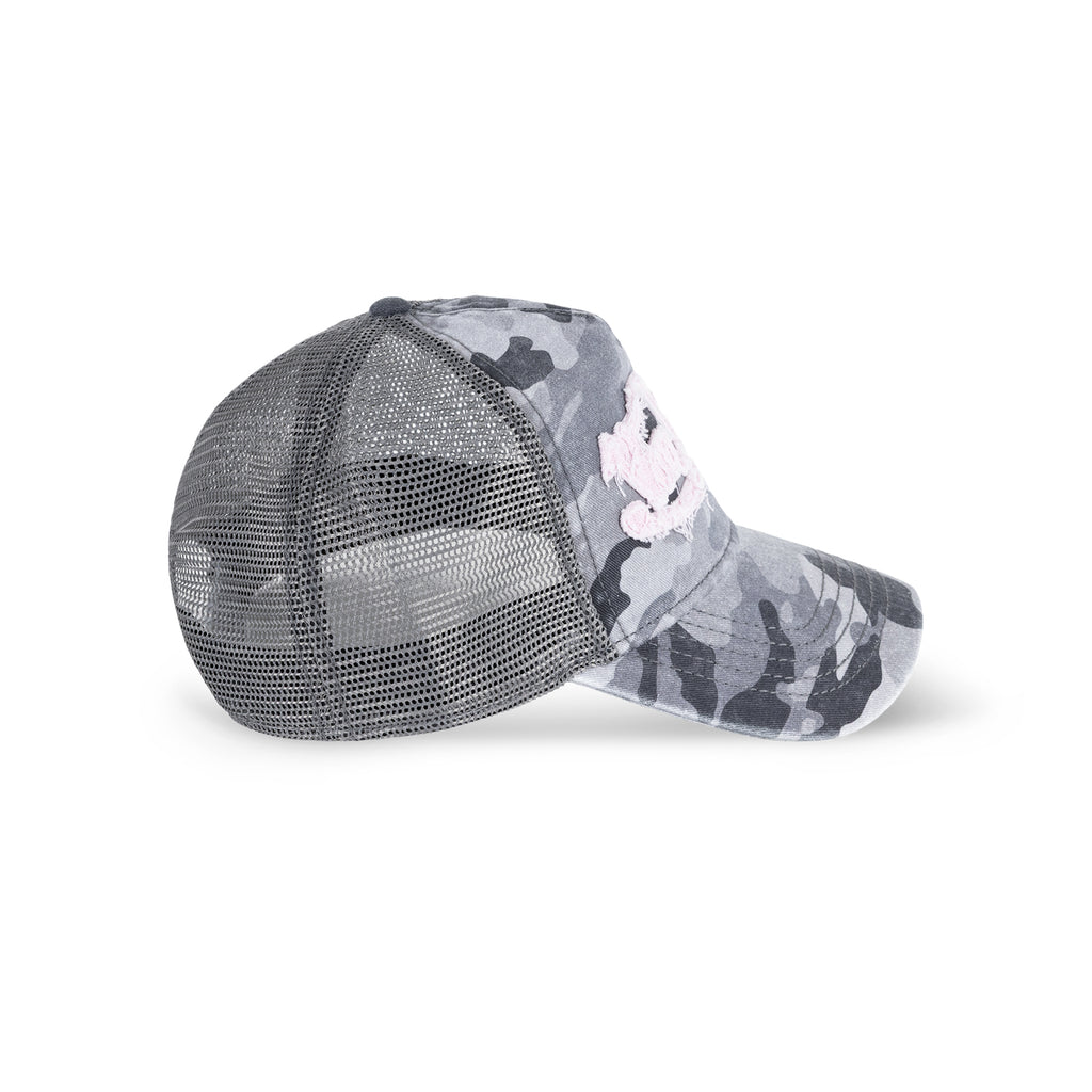 Unisex Trucker Hat Washed Twill Camo Pink