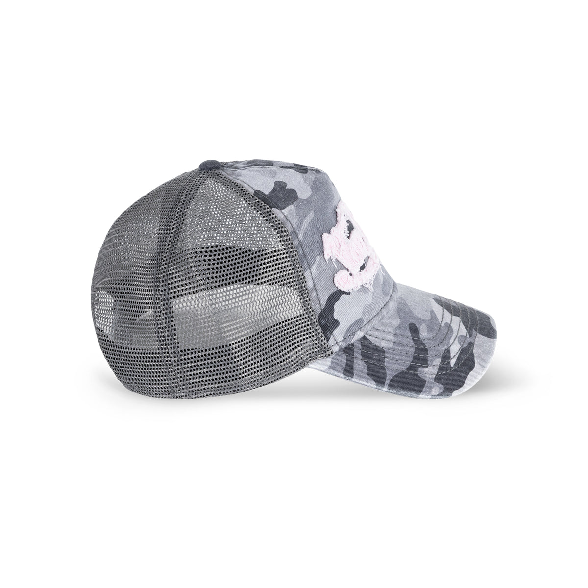 Unisex Trucker Hat Washed Twill Camo Pink