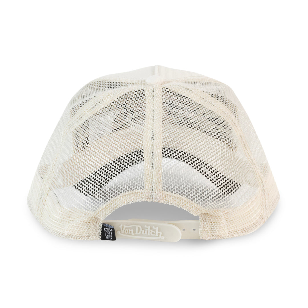 Two Tone Embroidered Ecru Black Trucker Hat