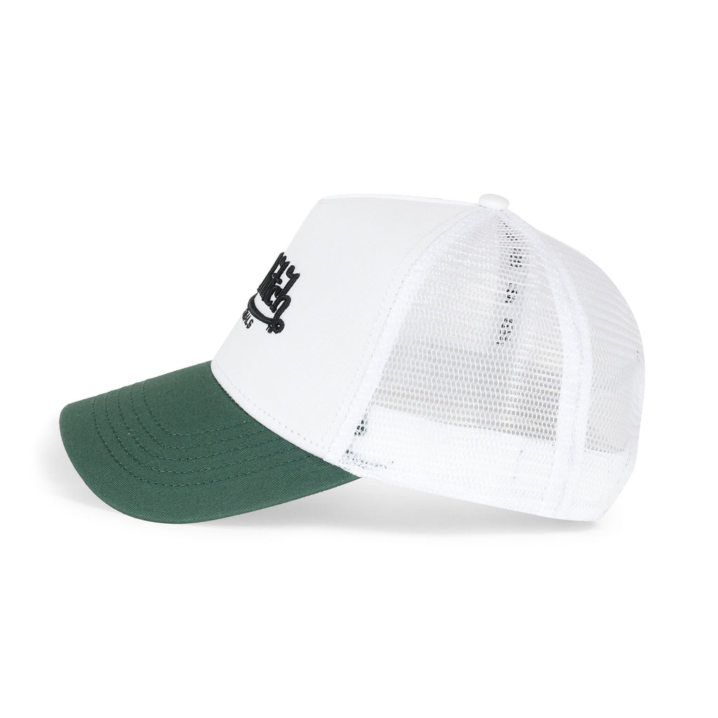Two Tone Embroidered White-Green Trucker Hat