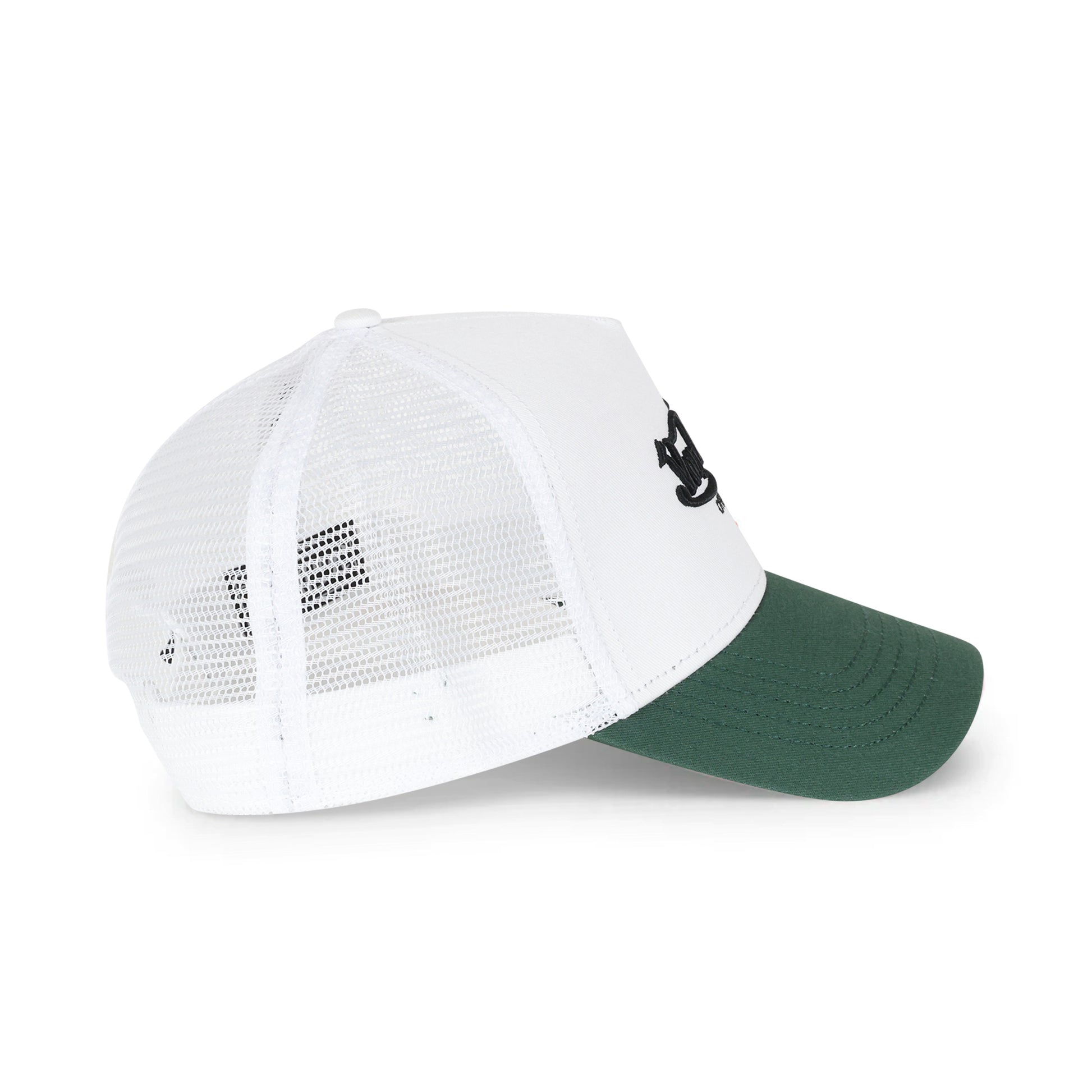 Two Tone Embroidered White-Green Trucker Hat