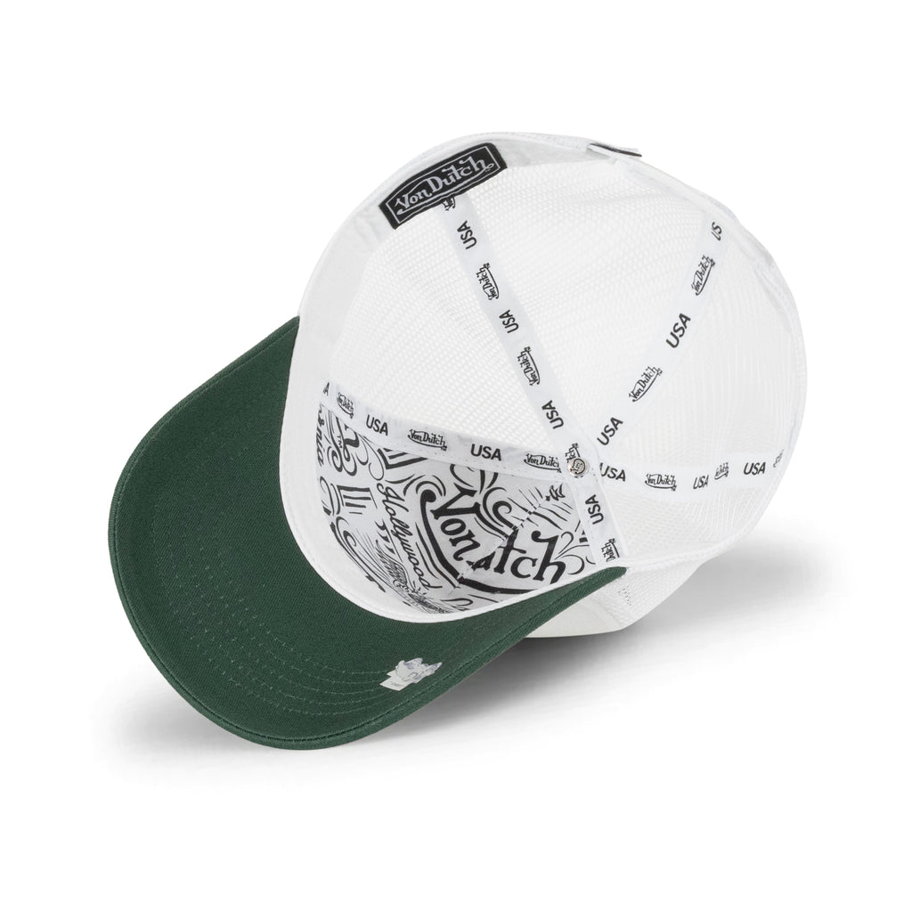 Two Tone Embroidered White-Green Trucker Hat