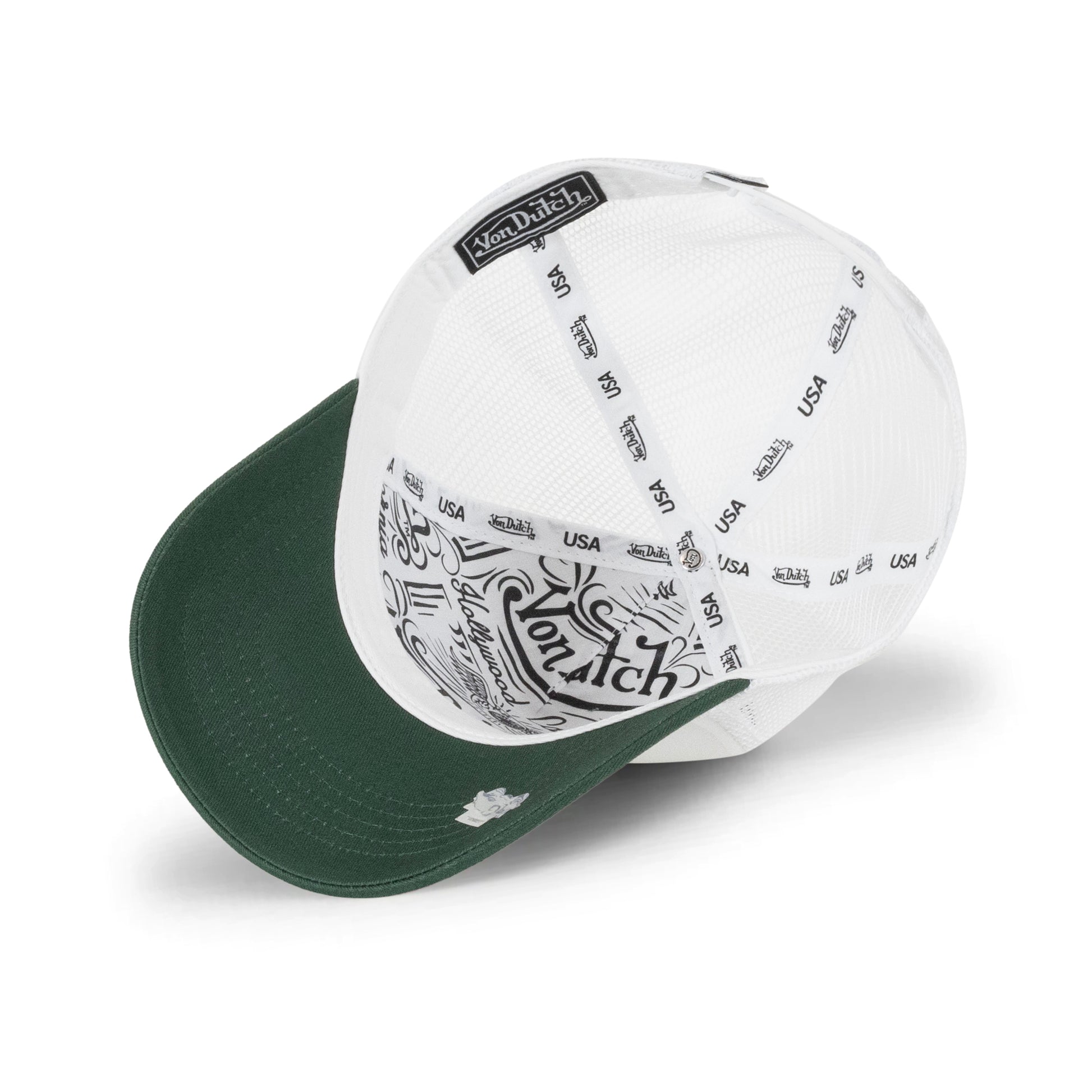 Two Tone Embroidered White-Green Trucker Hat