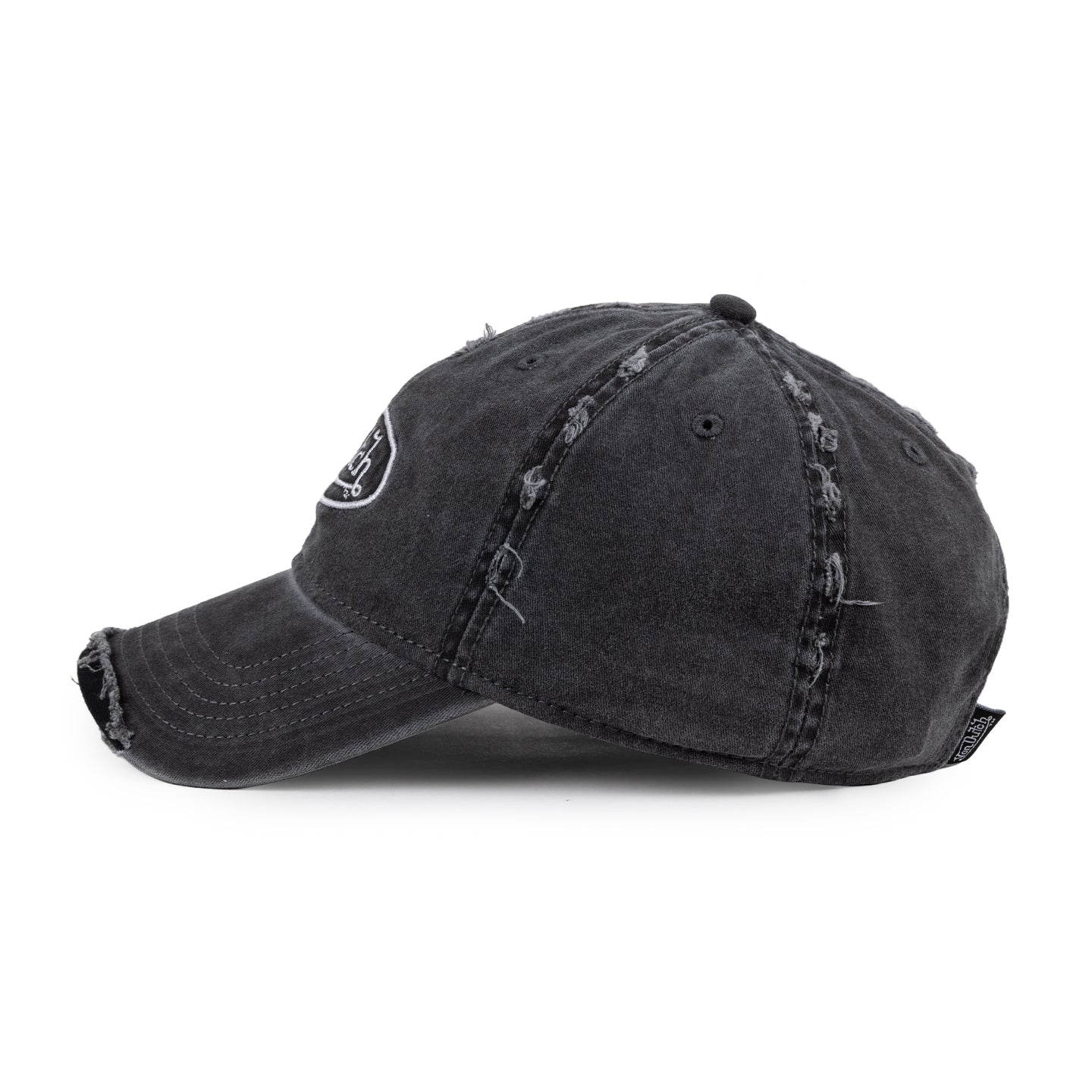 Destroyed Twill Embroidery Black Dad Cap