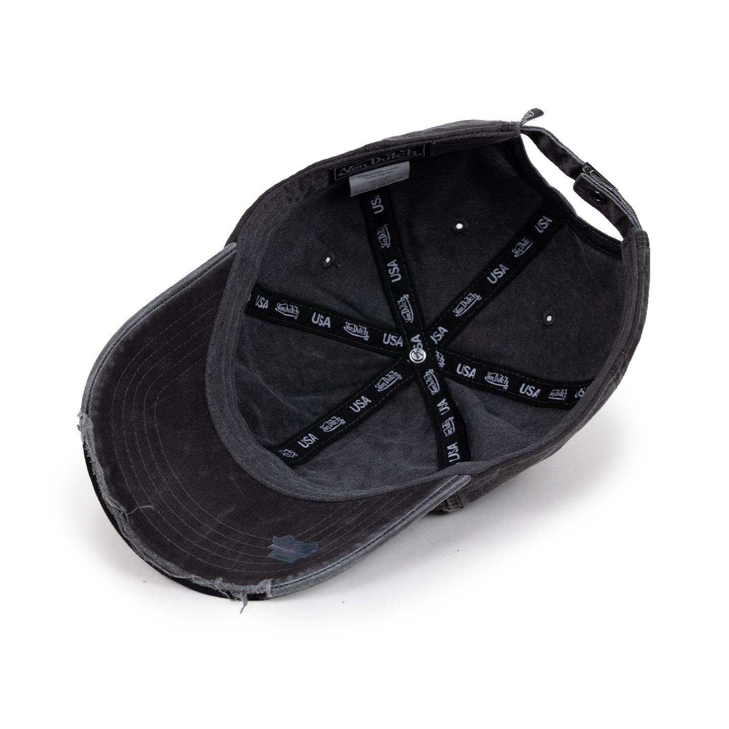 Destroyed Twill Embroidery Black Dad Cap