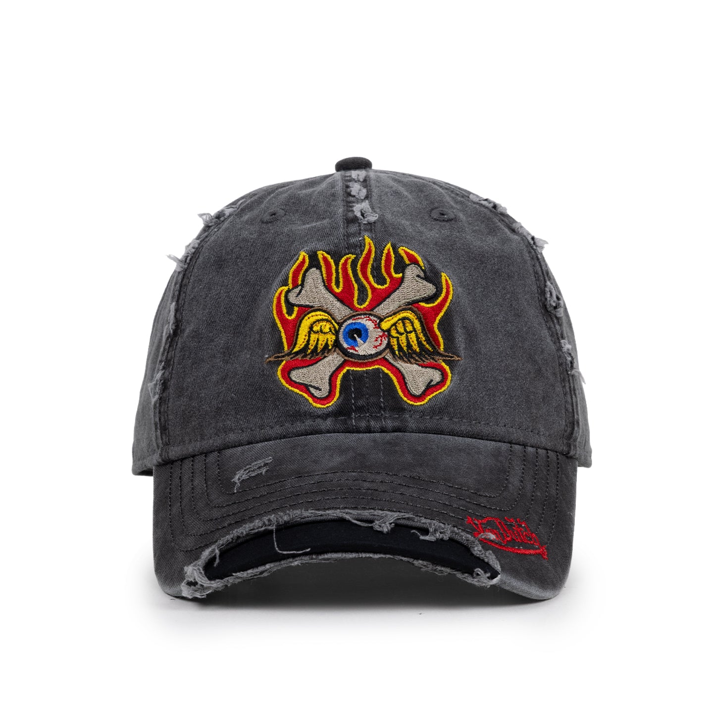 Flying Eyeball Crossed Bones Black Dad Cap
