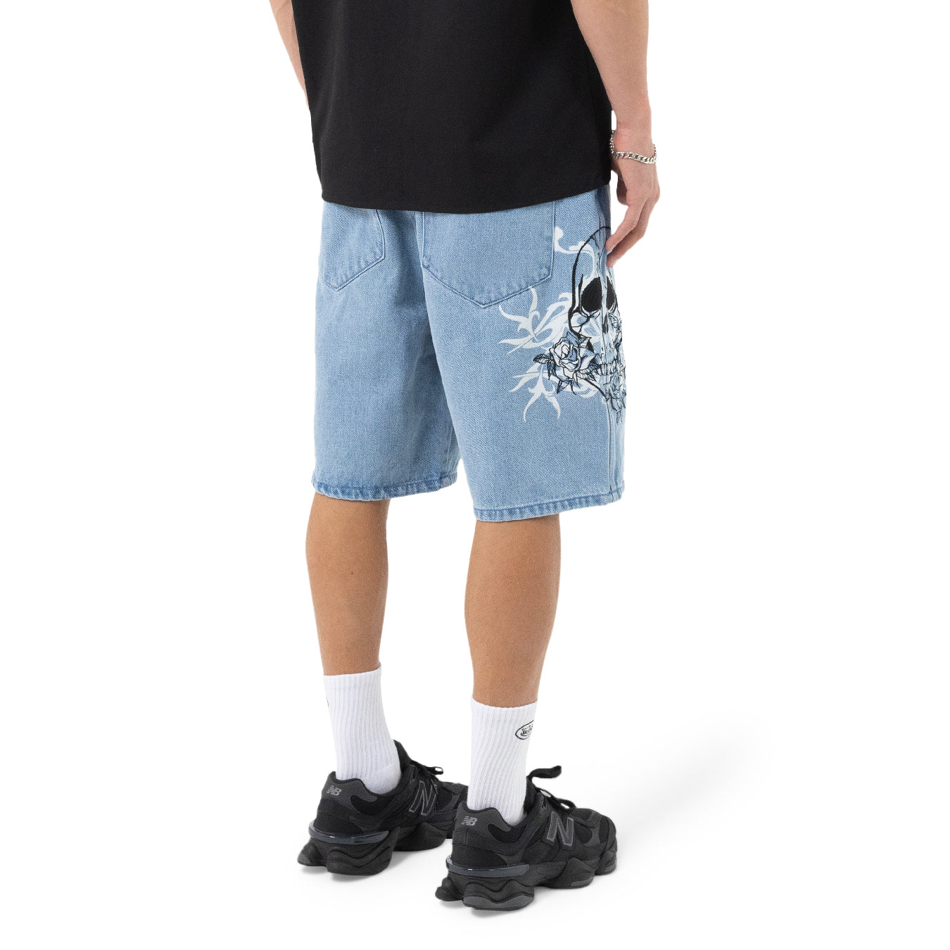 Skull Jean Shorts
