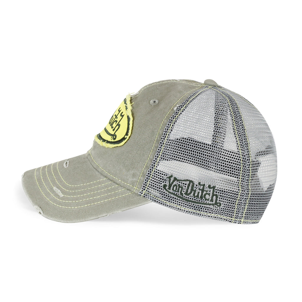 Contrast Distressed Moss-Yellow Trucker Hat