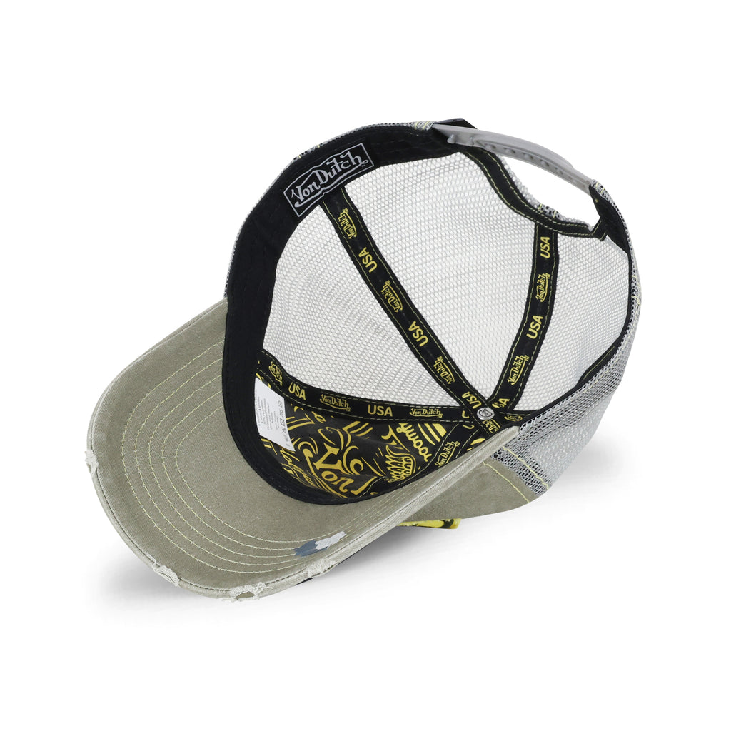Contrast Distressed Moss-Yellow Trucker Hat