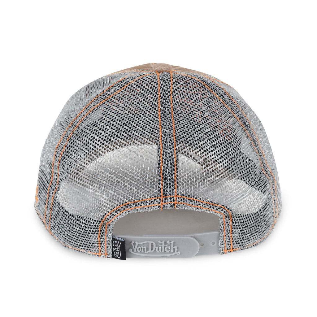 Contrast Distressed Taupe-Orange Trucker Hat