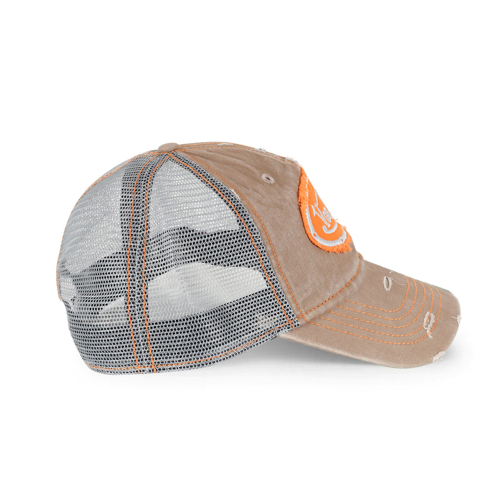 Contrast Distressed Taupe-Orange Trucker Hat