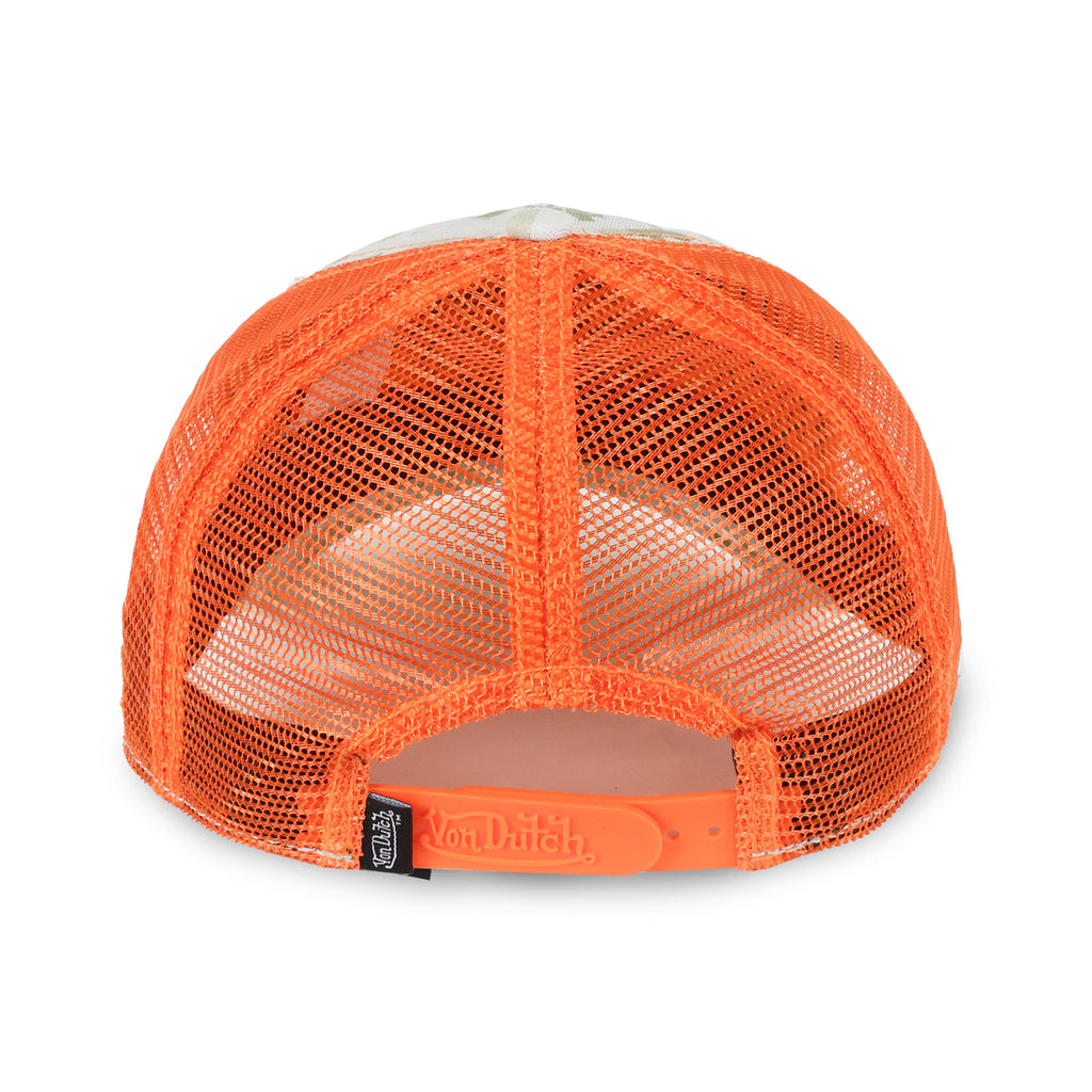 Camo-Orange Distressed Trucker Hat