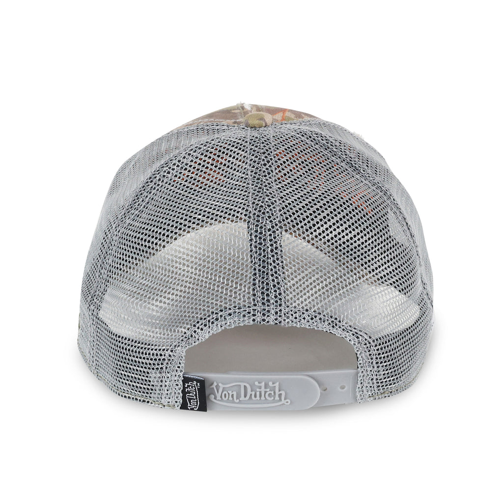 Floral Camo Light Olive Distressed Trucker Hat