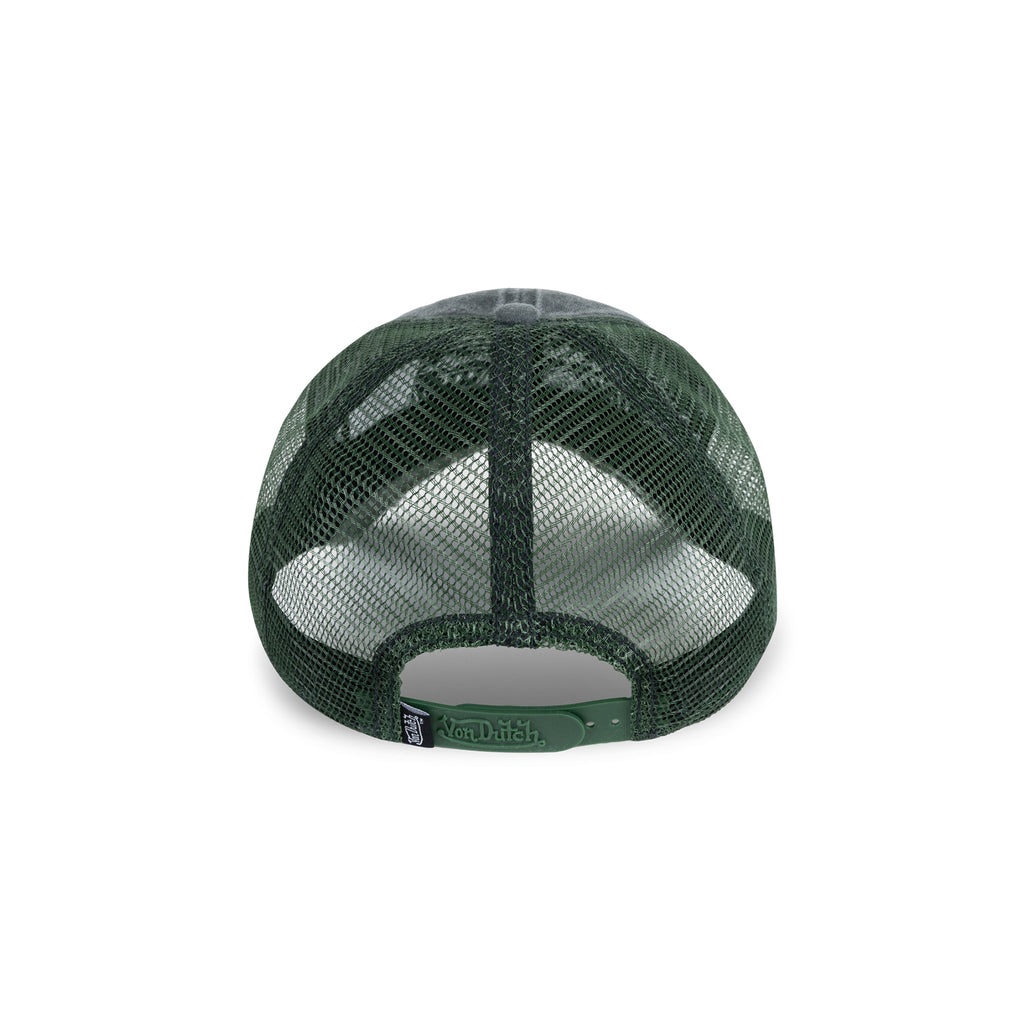 Distressed Trucker Hat Dark Olive White