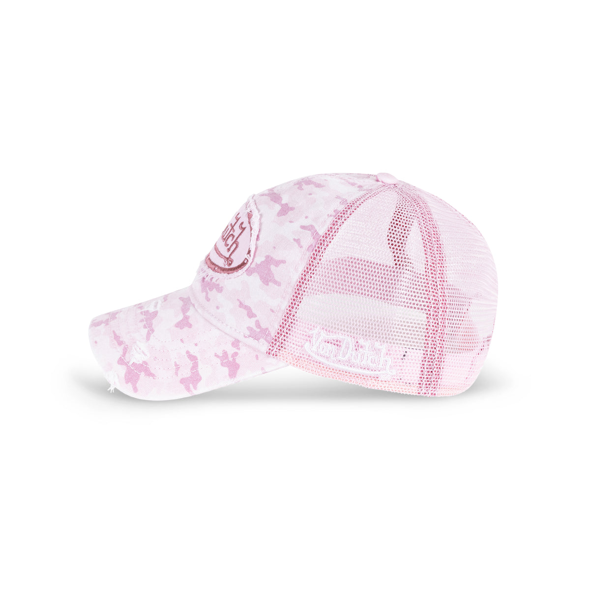 Distressed Trucker Hat Pink Camo