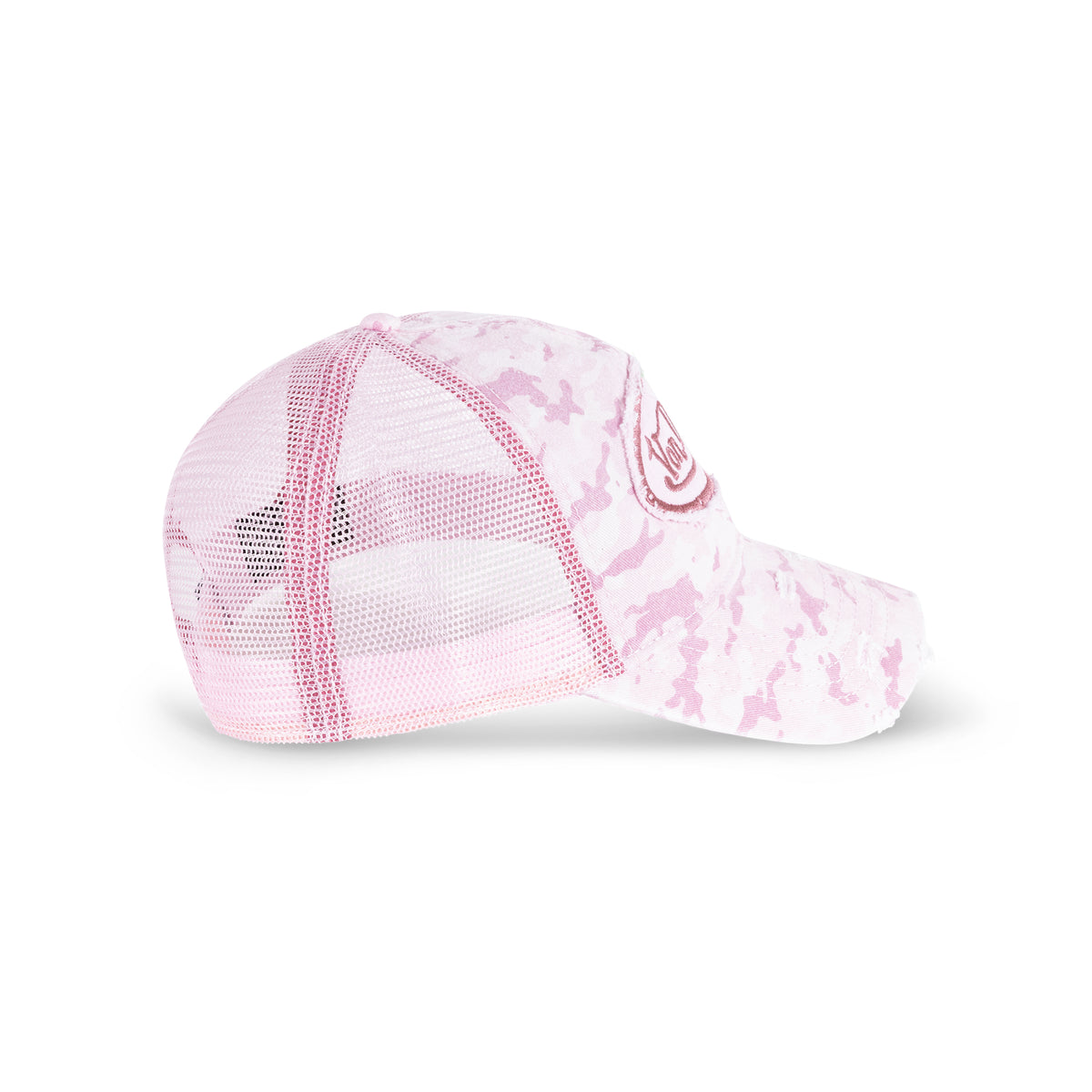 Distressed Trucker Hat Pink Camo