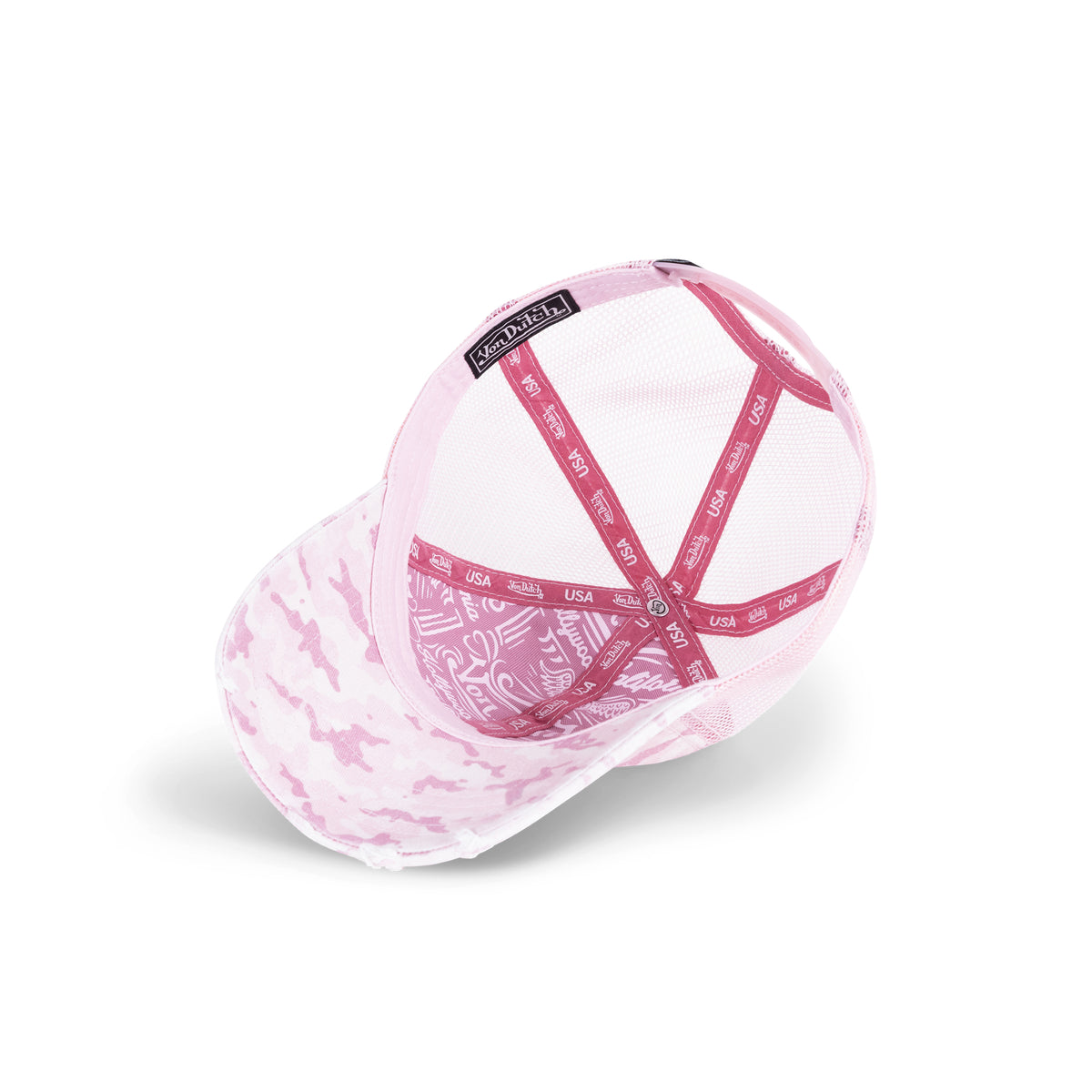 Distressed Trucker Hat Pink Camo