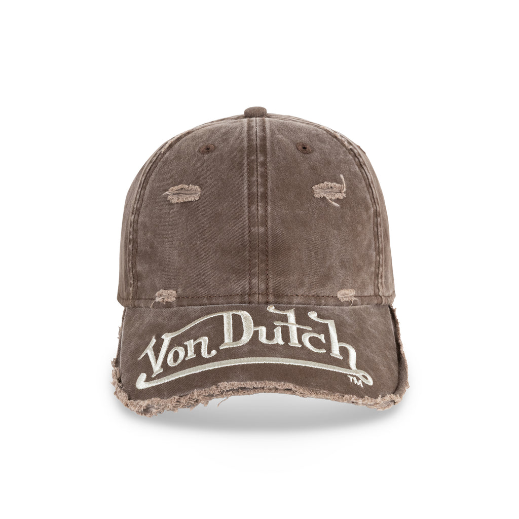 Distressed Denim Dad Cap Washed Brown