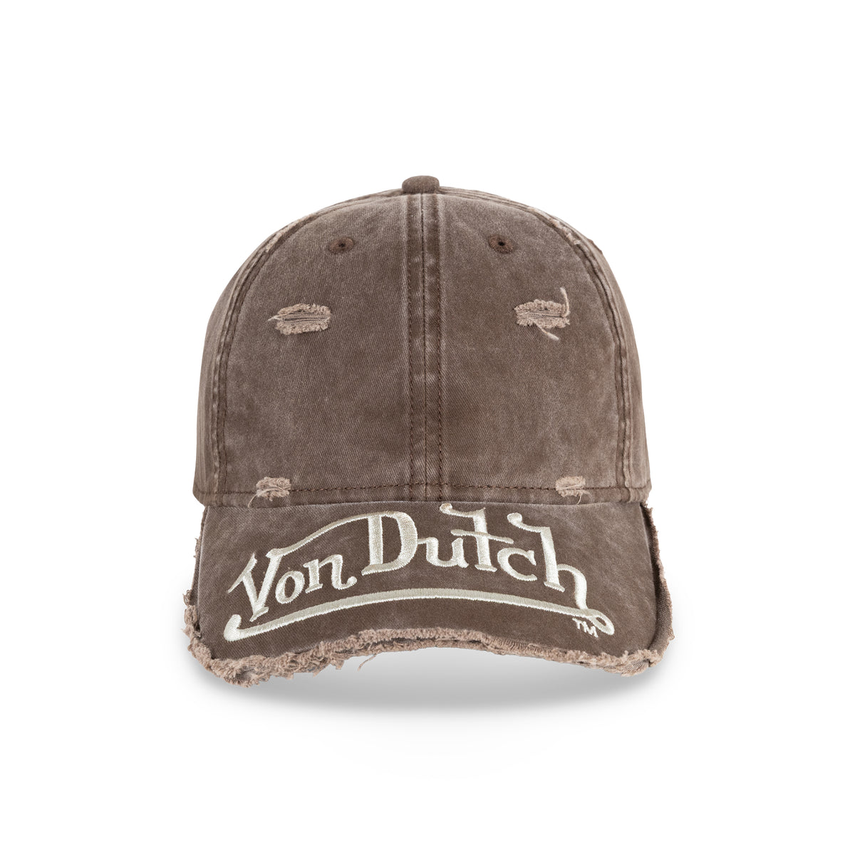 Distressed Denim Dad Cap Washed Brown