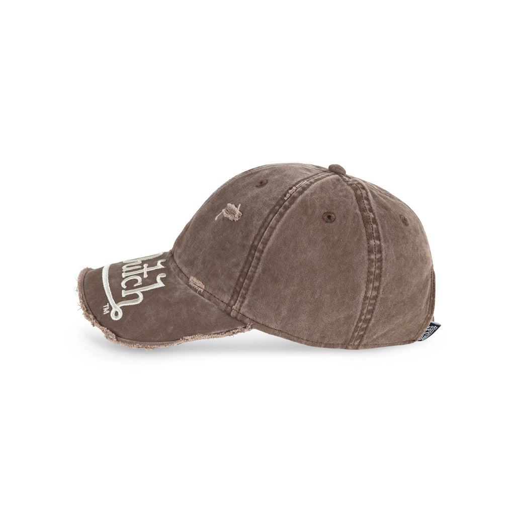 Distressed Denim Dad Cap Washed Brown