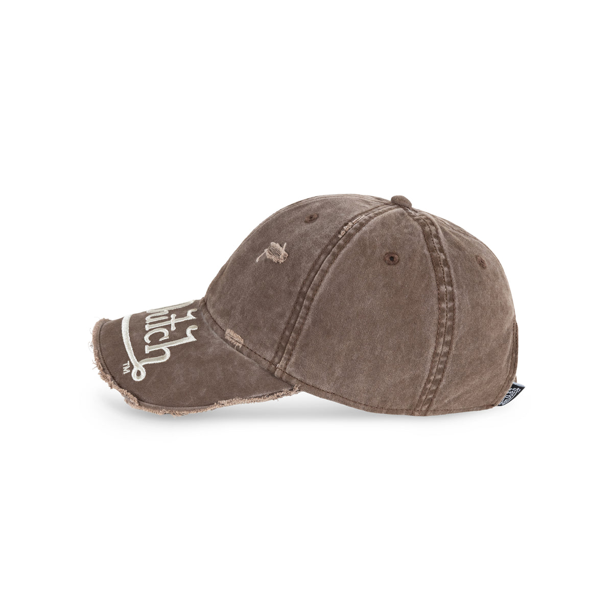 Distressed Denim Dad Cap Washed Brown