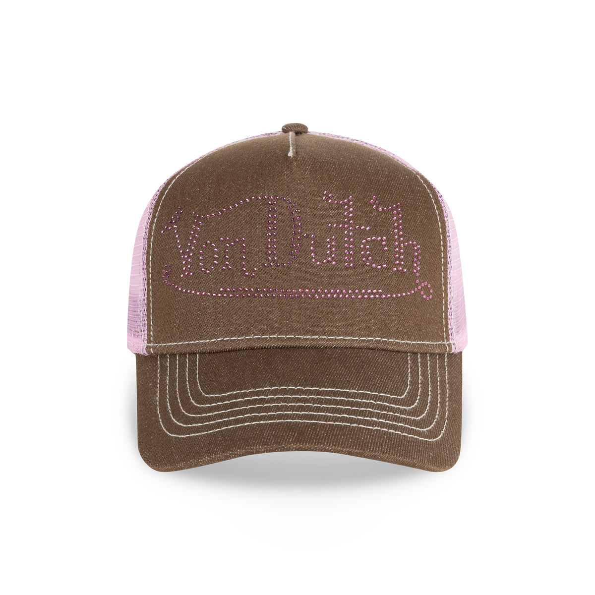 Diamonte Trucker Hat Brown Pink